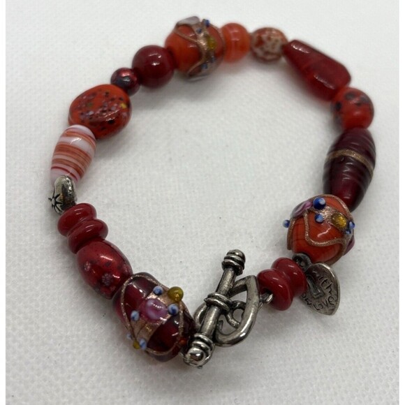 Vintage Lot of‎ 6 Beaded Bracelet Art Glass Seed Bead Shell Flower Heart Stretch - Picture 8 of 11